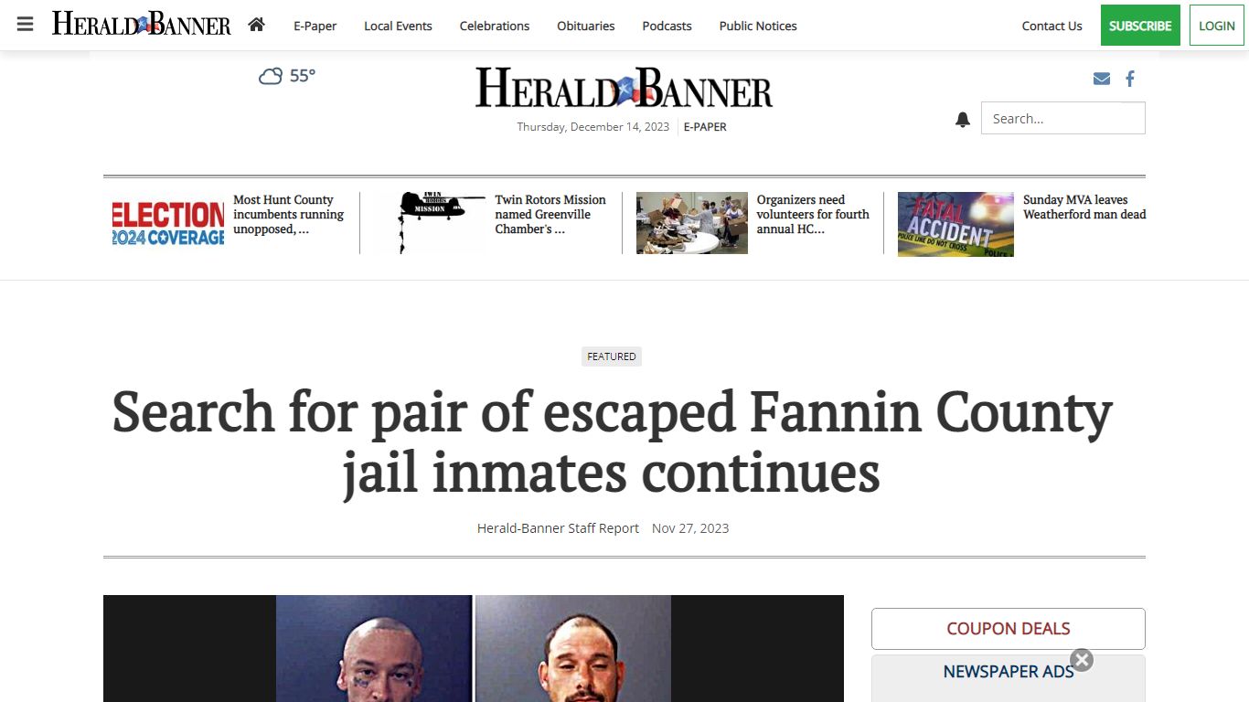 Search for pair of escaped Fannin County jail inmates continues