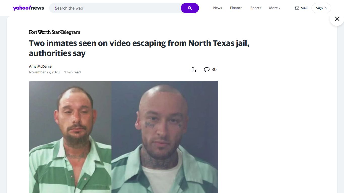 Two inmates seen on video escaping from North Texas jail, authorities say